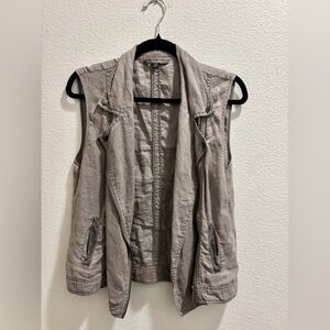 Michael Stars, Sleeveless Draped Open-Front Jacket Vest - Taupe, size S